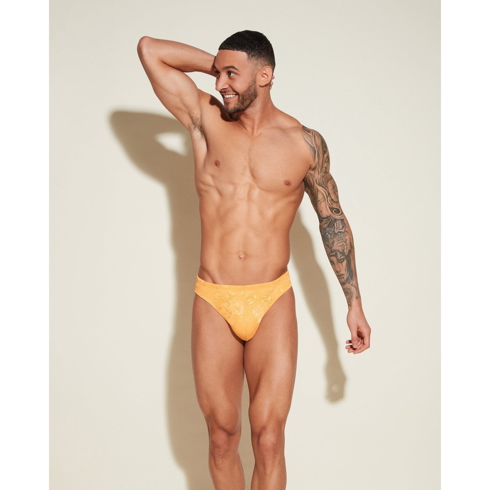 Cosabella Never Say Never Men's Lace G-String In Taaja Mango Yellow Size L